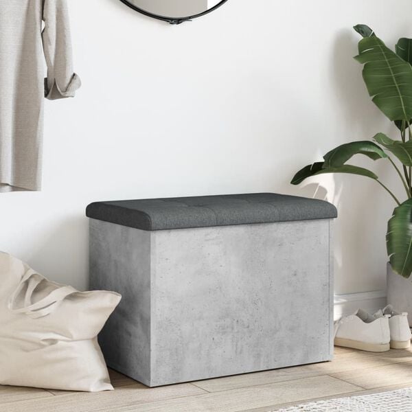 vidaXL Banc de rangement gris b&eacute;ton 62x42x45 cm bois d'ing&eacute;nierie