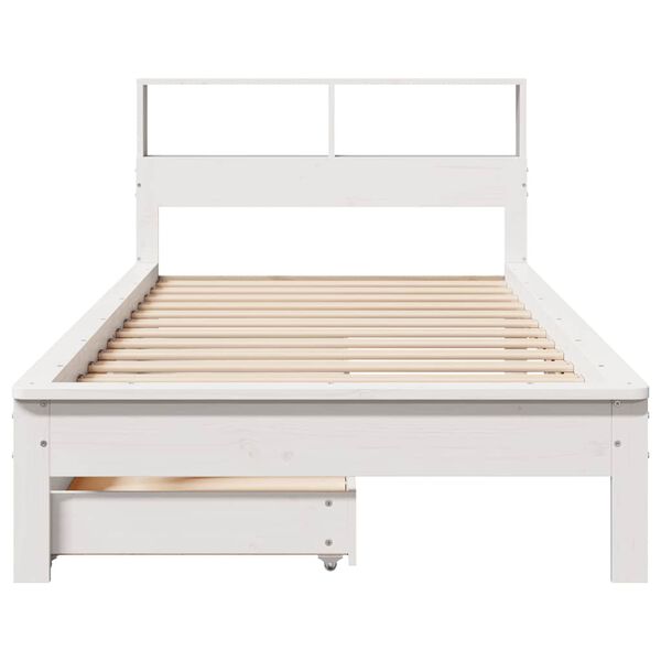 vidaXL Lit biblioth&egrave;que sans matelas blanc 90x200cm bois de pin massif