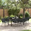 vidaXL Ensemble de salle &agrave; manger pour jardin avec coussin 7 pcs Noir