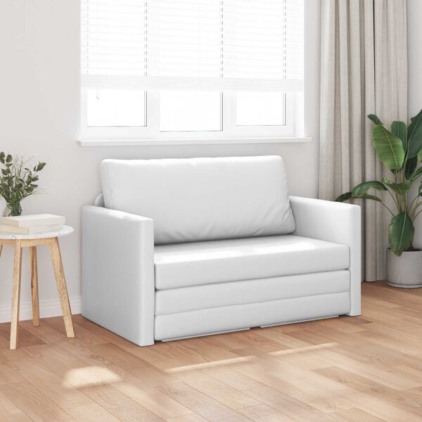 vidaXL Canap&eacute;-lit pliant Blanc 124 x 71 x 78 cm PVC