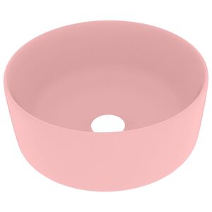 vidaXL Lavabo rond de luxe Rose mat 40x15 cm C&eacute;ramique