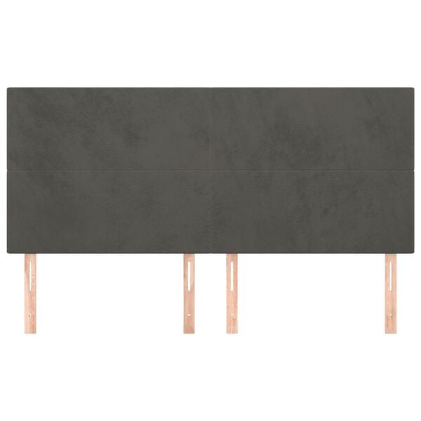 vidaXL T&ecirc;te de lit Gris fonc&eacute; 200 x 5 x 118/128 cm Velours
