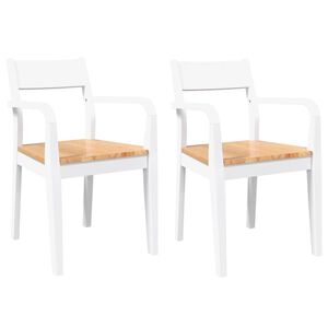 vidaXL Chaises &agrave; manger 2 pcs blanc bois massif caoutchouc