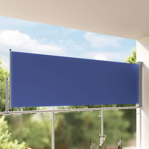 vidaXL Auvent lat&eacute;ral r&eacute;tractable de patio 120x300 cm Bleu