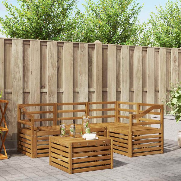 vidaXL Ensemble de canap&eacute;s d'ext&eacute;rieur 5 pcs Naturel