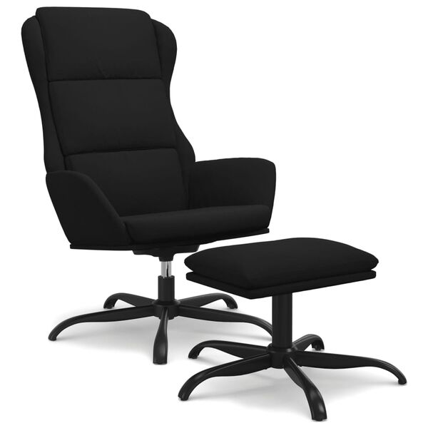 vidaXL Chaise de relaxation avec repose-pied Noir Tissu microfibre