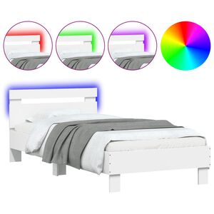vidaXL Cadre de lit sans matelas avec lumi&egrave;res LED blanc 90x190 cm