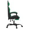 vidaXL Chaise de jeu avec repose-pied Noir et vert Similicuir