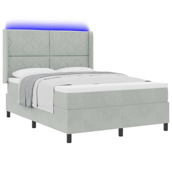 vidaXL Lit &agrave; ressorts avec matelas Gris clair 140 x 200 cm Velours