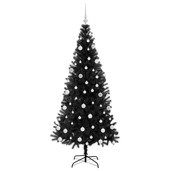 vidaXL Sapin de Noël avec 300 LED avec support Noir 180 cm PVC