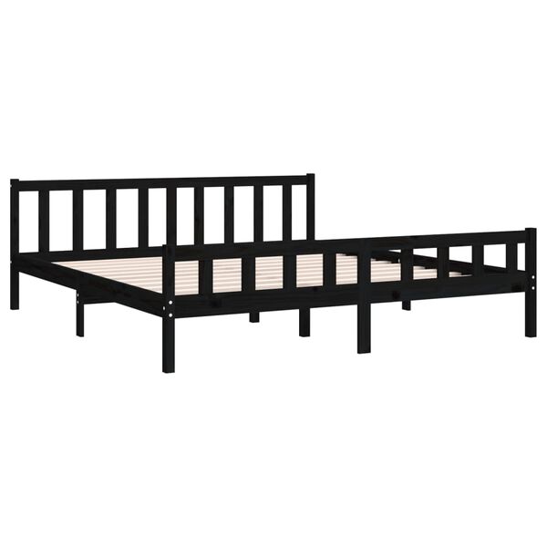 vidaXL Cadre de lit sans matelas noir bois massif 160x200 cm