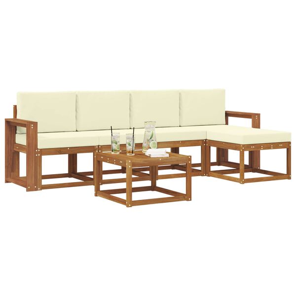 vidaXL Ensemble de canap&eacute;s d'ext&eacute;rieur 6 pcs Naturel et Cr&egrave;me