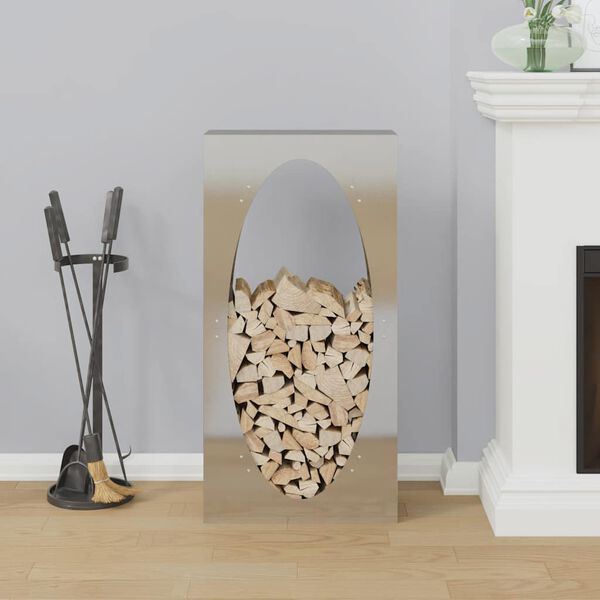 vidaXL Portant de bois de chauffage 50x23x100 cm acier inoxydable
