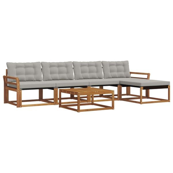 vidaXL Ensemble de canap&eacute;s d'ext&eacute;rieur 6 pcs Gris Naturel et Clair