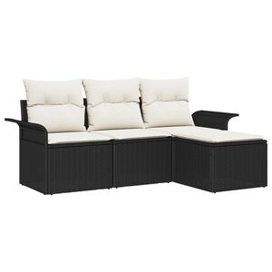 vidaXL Ensemble de Canap&eacute;s avec coussin 4 pcs Noir et Cr&egrave;me polyrotin