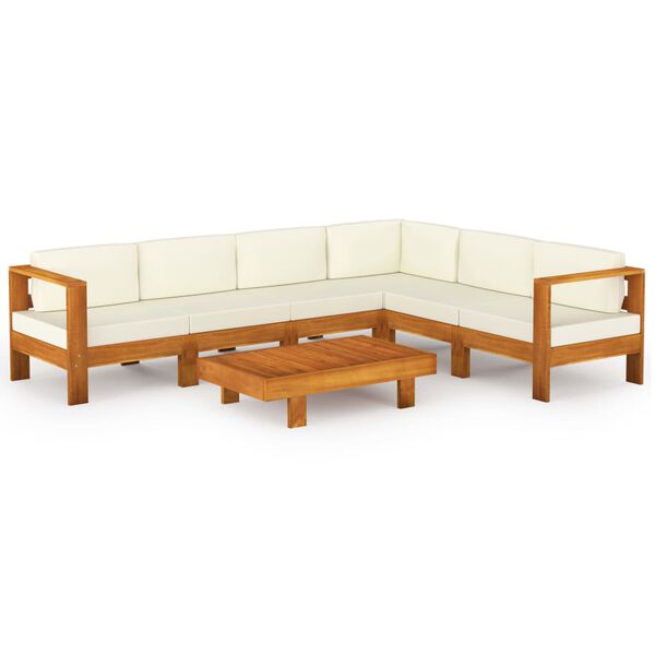 vidaXL Salon de jardin 7 pièces avec coussins 100 x 60 cm Bois d'acacia