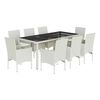 vidaXL Ensemble &agrave; manger de jardin et coussins 9 pcs blanc rotin verre