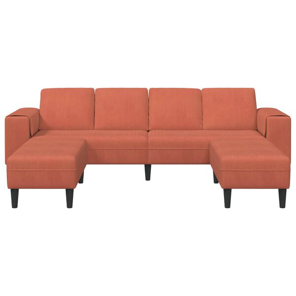 vidaXL Canap&eacute; Rouge orange 250 x 188 x 76 cm Tissu en velours c&ocirc;tel&eacute;