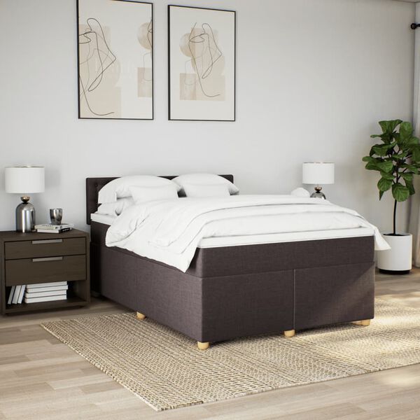 vidaXL Sommier &agrave; lattes de lit avec matelas Marron fonc&eacute; 140x200 cm