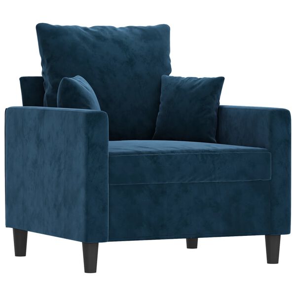 vidaXL Fauteuil avec repose-pied Bleu 60 cm Velours