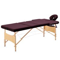 vidaXL Table de massage pliable 3 zones Violet vin