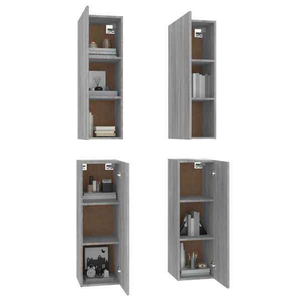 vidaXL Meubles TV 4 pcs Sonoma gris 30,5x30x90 cm Bois d'ing&eacute;nierie
