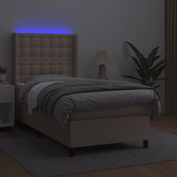 vidaXL Sommier &agrave; lattes de lit matelas LED Cappuccino 100x200 cm