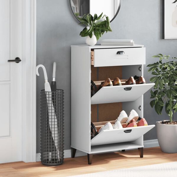 vidaXL Armoire à chaussures VIKEN blanc bois d'ingénierie