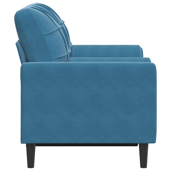 vidaXL Canapé 2 places avec oreillers décoratifs bleu 120 cm velours