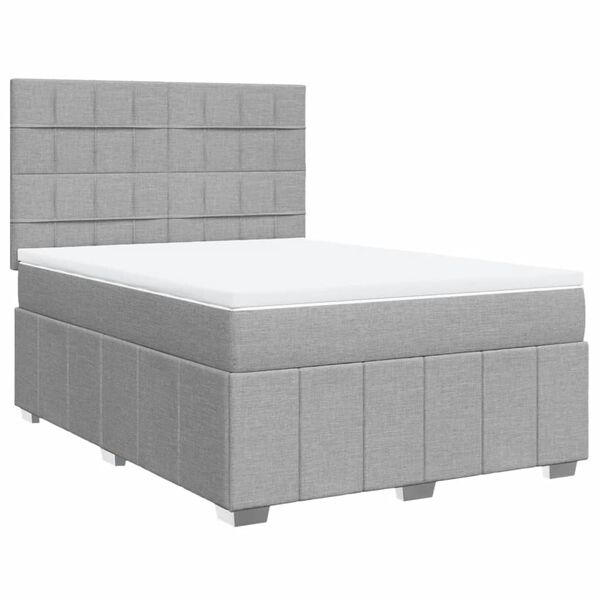 vidaXL Sommier &agrave; lattes de lit avec matelas Gris clair 160x200cm Tissu