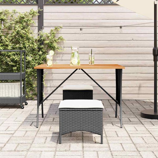 vidaXL Ensemble à manger de jardin avec coussins 3 pcs Noir