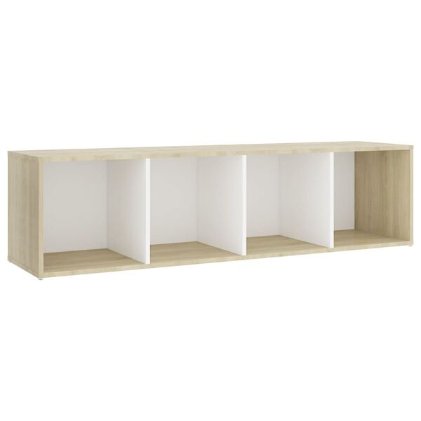 vidaXL Meubles TV 3pcs Blanc et ch&ecirc;ne sonoma Bois d'ing&eacute;nierie