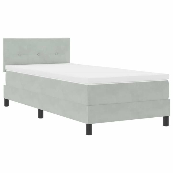 vidaXL Lit &agrave; ressorts avec matelas Gris clair 100 x 200 cm Velours