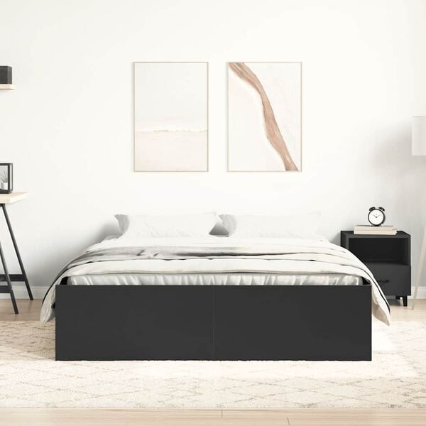 vidaXL Cadre de lit sans matelas noir 150x200 cm