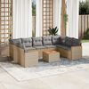 vidaXL Salon de jardin et coussins 10 pcs m&eacute;lange beige r&eacute;sine tress&eacute;e