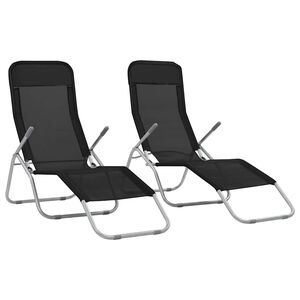 vidaXL Chaises longues pliables lot de 2 Textil&egrave;ne Noir