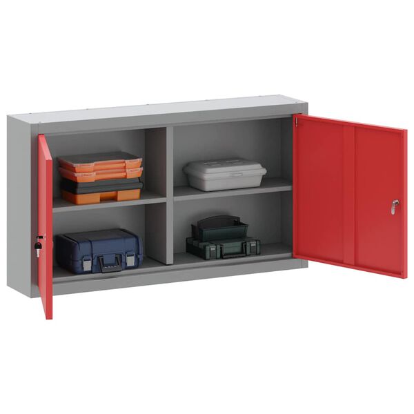 vidaXL Armoire &agrave; outils avec &eacute;tag&egrave;re Rouge et Gris 50 x 20 x 55 cm