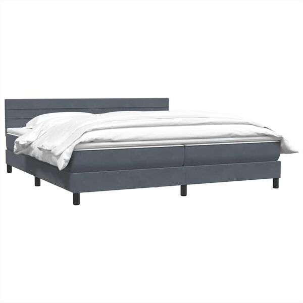 vidaXL Sommier &agrave; lattes de lit et matelas gris fonc&eacute; 200x210cm velours
