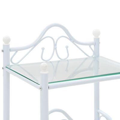 vidaXL Table de chevet Acier et verre trempé 45 x 30,5 x 60 cm Blanc