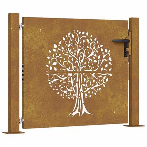 vidaXL Portail de jardin 100x100 cm en acier Corten avec motif arbre