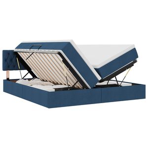 vidaXL Lit de rangement LED avec matelas Bleu 180 x 200 cm Tissu
