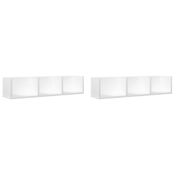 vidaXL Armoires murales 2 pcs blanc 75x18x16,5 cm bois d'ing&eacute;nierie