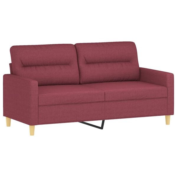vidaXL Ensemble de canap&eacute;s 3 pcs avec coussins Rouge bordeaux Tissu
