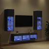 vidaXL Meubles TV muraux 5 pcs Ch&ecirc;ne noir Bois d'ing&eacute;nierie