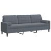 vidaXL Canap&eacute; 3 places avec oreillers gris fonc&eacute; 210 cm velours