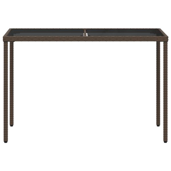 vidaXL Table de jardin dessus en verre marron 115x54x74 cm poly rotin