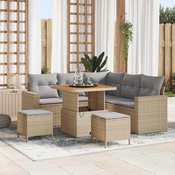 vidaXL Ensemble de canap&eacute; de jardin 9 pcs Beige et Gris clair