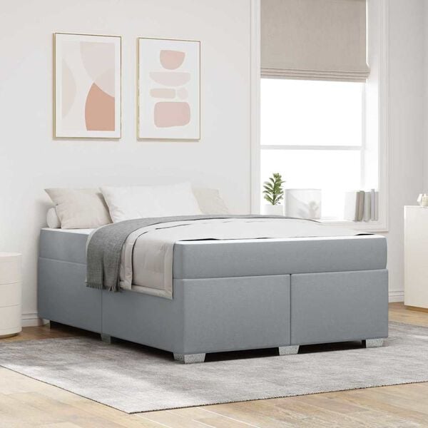 vidaXL Cadre de lit avec matelas Gris clair 140 x 200 cm tissu