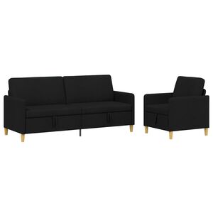 vidaXL Canap&eacute; avec rangement 2 pc Noir Polyester