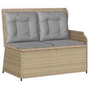vidaXL Banc de jardin avec coussin Beige Poly rotin